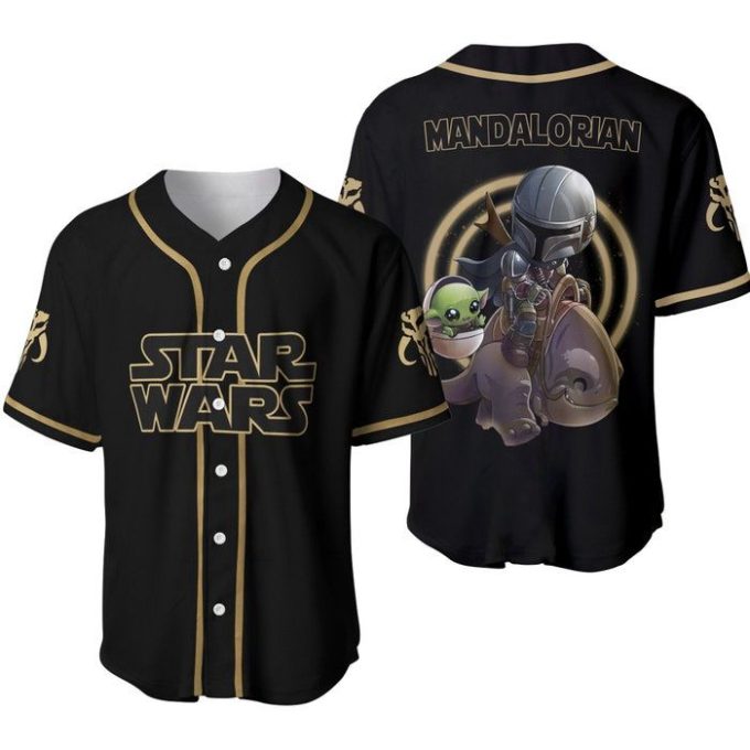 Star Wars Mandalorian Black Brown Disney Unisex Cartoon Graphics Casual Outfits Custom Baseball Jersey Gifts For Fans 2