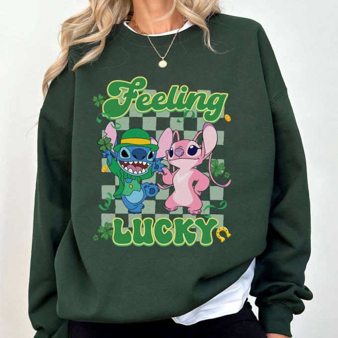 Stitch Angel Feeling Lucky Patrick S Day Shirt – Disneyland Saint Patrick’s Day Shamrock Mickey And Friends Shirt 4