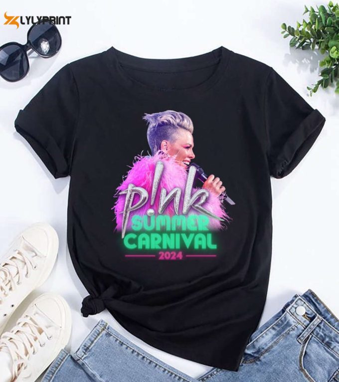 Summer Carnival 2024 Pink Tee, P!Nk Pink Summer Carnival 2024 T-Shirt, P!Nk Pink Singer Shirt, P!Nk 2024 Concert Merch, Pink Fan Gift Shirt 1