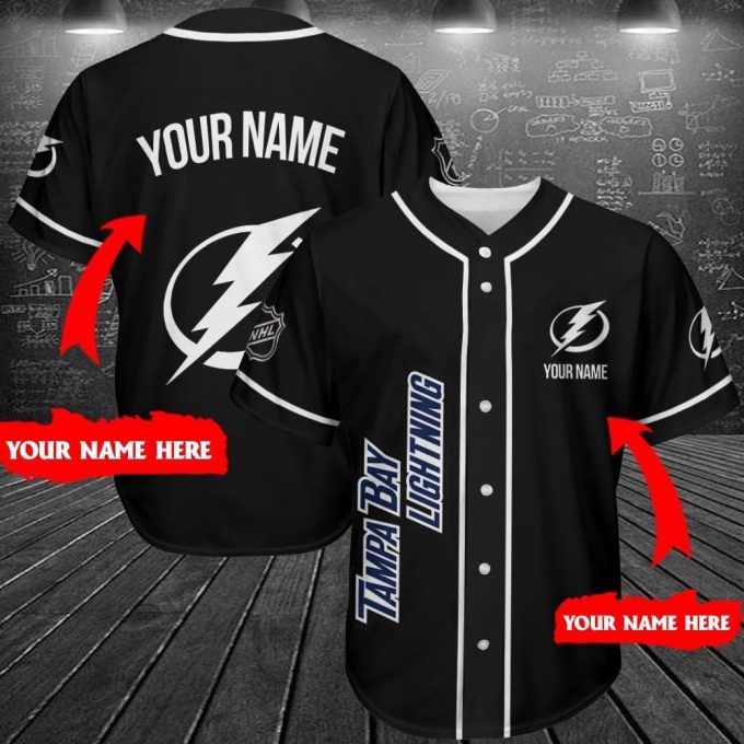 Tampa Bay Lightning Black Baseball Jersey Custom For Fans Bj0134 2