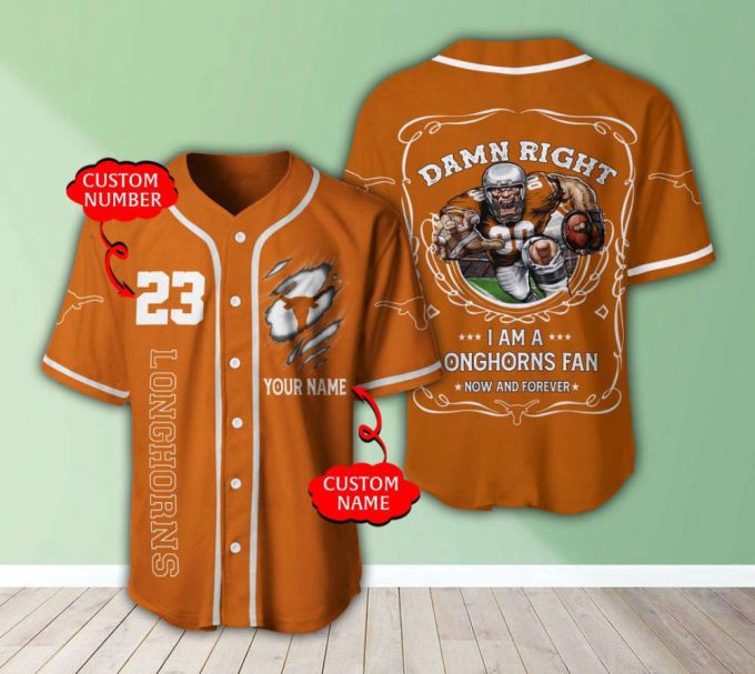 Texas Longhorns Personalized Baseball Jersey Fan Gifts 2