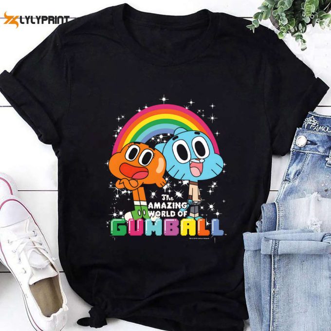 The Amazing World Of Gumball And Darwin Rainbow Portrait T-Shirt, For Men Women 1