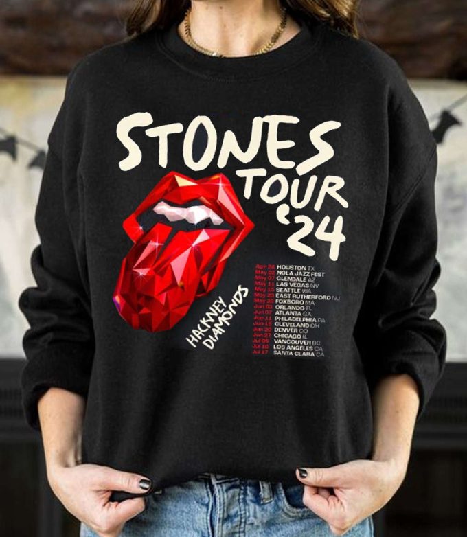 The Rolling Stones Hackney Diamonds Tour 2024 Schedule List Shirt, Rolling Stones 2024 Hackney Diamonds Sweatshirt, Rolling Stones Hoodie 2