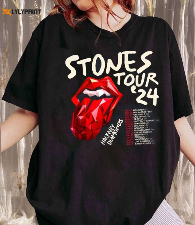 The Rolling Stones Hackney Diamonds Tour 2024 Schedule List Shirt, Rolling Stones 2024 Hackney Diamonds Sweatshirt, Rolling Stones Hoodie 1