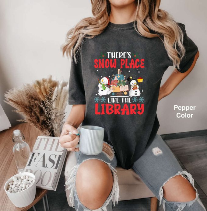 Cozy Library Bookworm Christmas Shirt – Funny Snowman Reading Shirts 2