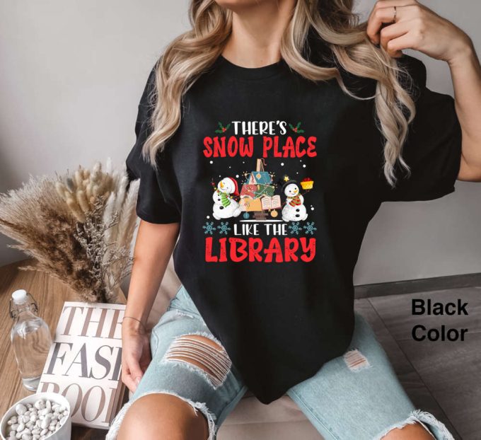 Cozy Library Bookworm Christmas Shirt – Funny Snowman Reading Shirts 3