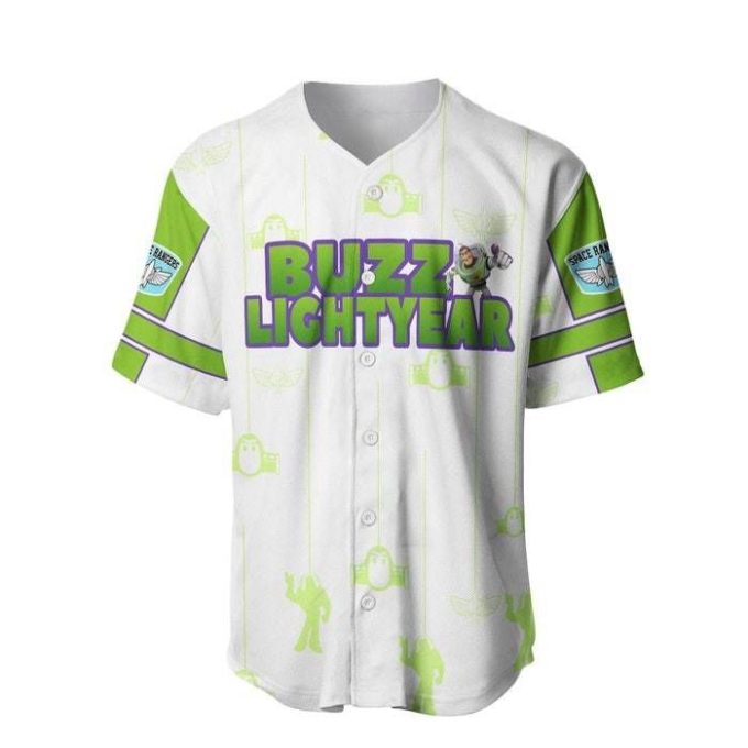 Toy Story Buzz Lightyear White Green Patterns Disney Unisex Cartoon Casual Outfits Custom Baseball Jersey Gifts For Fans 4