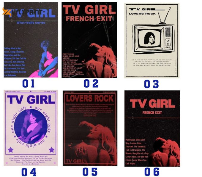 Tv Girl Lovers Rock Vintage Poster, Tv Girl French Exit Album Poster 1