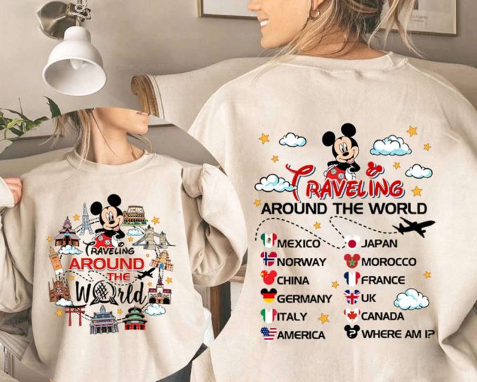 2024 Two-Sided Mickey &Amp; Friends Epcot World Tour Shirt - Perfect For Drinking Around The World At Wdw 2