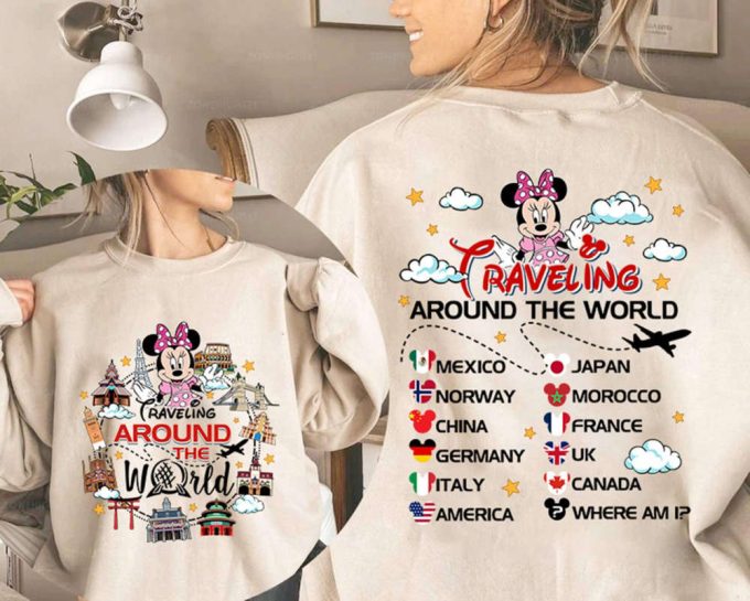 Two-Sided Mickey And Friends Epcot World Tour 2024 Shirt, Epcot World Traveler Shirt, Drinking Around The World, Wdw Disneyland Epcot Trip