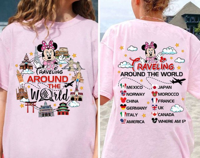 Two-Sided Mickey And Friends Epcot World Tour 2024 Shirt, Epcot World Traveler Shirt, Drinking Around The World, Wdw Disneyland Epcot Trip