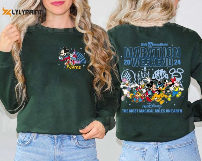 2024 Personalized Mickey &Amp;Amp; Friends Rundisney Shirt - Two-Sided Marathon Sweater 1