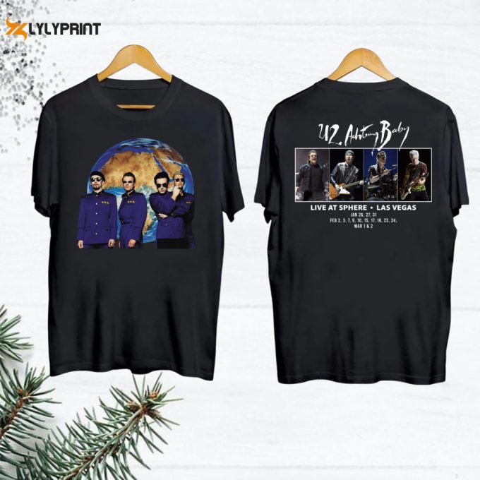 U2 Band Graphic Shirt, Tour 2024 Achtung Baby Live At Sphere U2 Band Shirt, Classic Rock U2 Shirt, U2 Fan Gift Shirt 1