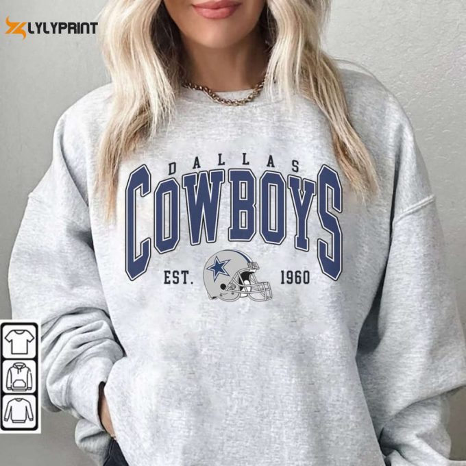 Vintage Cowboy Football T Shirt, Retro Dallas Football 90S Vintage Crewneck Sweatshirt, Cowboys Hoodie Gift For Football Fan Sport 1