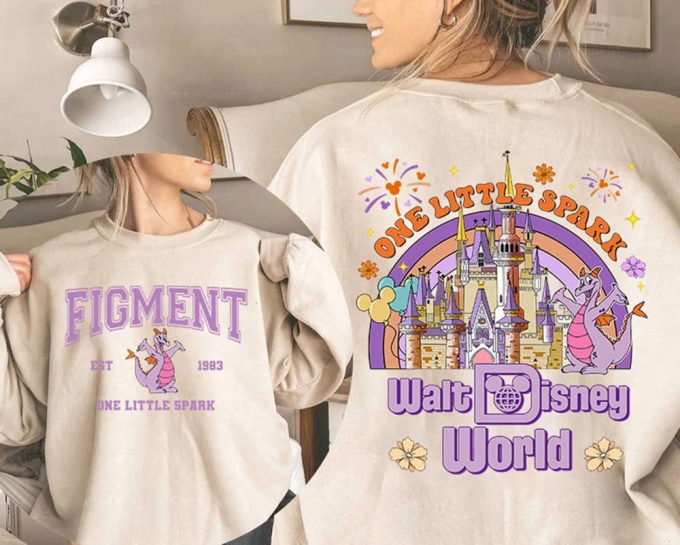 Vintage Figment Shirt - 1983 Est Retro Walt Mickey World One Little Spark - Mickey Castle Matching Shirt 4