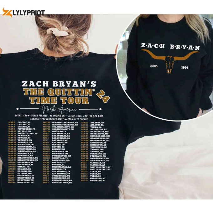 Vintage Zach Bryan Est 1996 T Shirt, The Quittin Time 2024 Tour Sweatshirt, Country Music Singer Hoodie, Western Cowboy Merch 1
