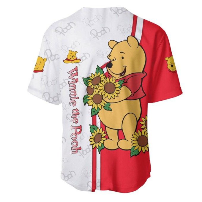 Winnie The Pooh Red White Stripes Disney Unisex Cartoon Graphics Casual Outfits Custom Baseball Jersey Gifts For Fans 4