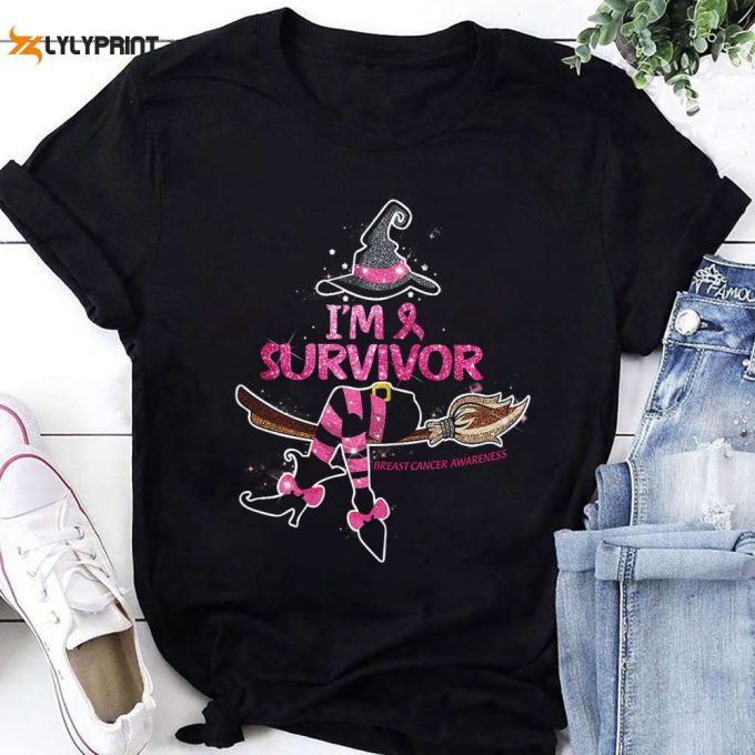 Witch I'M Survivor Halloween T-Shirt, Breast Cancer Awareness Shirt, For Men Women 1