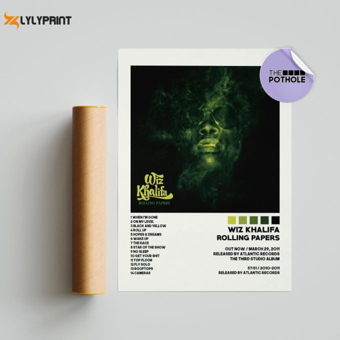 Wiz Khalifa Posters / Rolling Papers Poster / Wiz Khalifa, Rolling Papers / Album Cover Poster / Tracklist Poster, Custom Poster 1