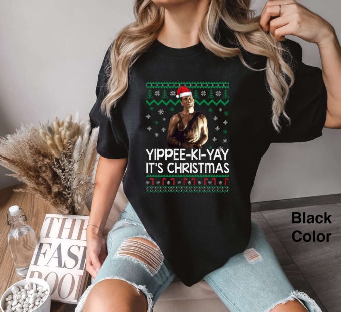 Yippee Ki-Yay Christmas Movie Quotes T-Shirt: John Mcclane Ugly Xmas 80S Action Film Long Sleeves 2