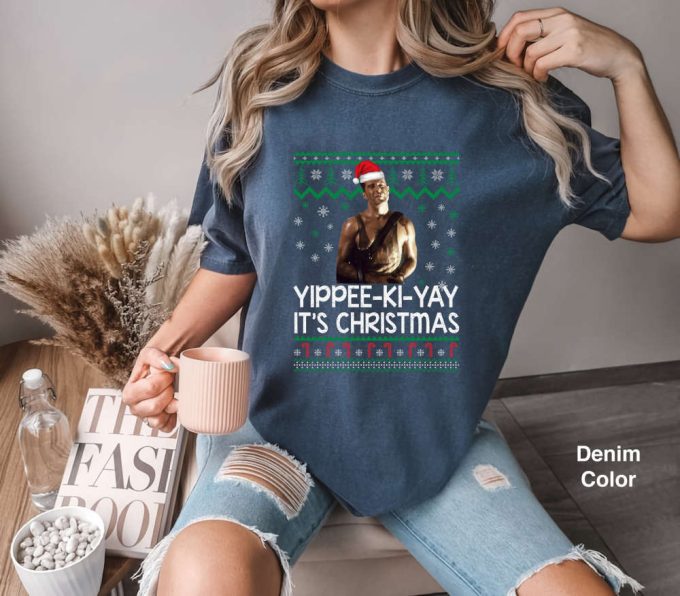Yippee Ki-Yay Christmas Movie Quotes T-Shirt: John Mcclane Ugly Xmas 80S Action Film Long Sleeves 3