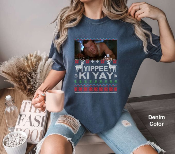 Yippee Ki Yay Movie Comfort Colors T-Shirt: John Mcclane Ugly Christmas Sweater – Perfect Xmas Gift For American Action Movie Fans 2
