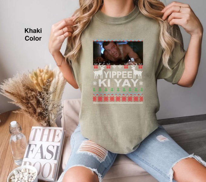 Yippee Ki Yay Movie Comfort Colors T-Shirt: John Mcclane Ugly Christmas Sweater – Perfect Xmas Gift For American Action Movie Fans 3