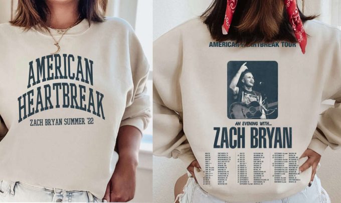 Zach Bryan American Heartbreak Tour Front &Amp; Back, Country Music Sweatshirt, For Men Women 2