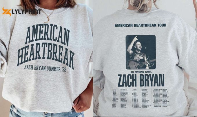 Zach Bryan American Heartbreak Tour Front &Amp;Amp; Back, Country Music Sweatshirt, For Men Women 1