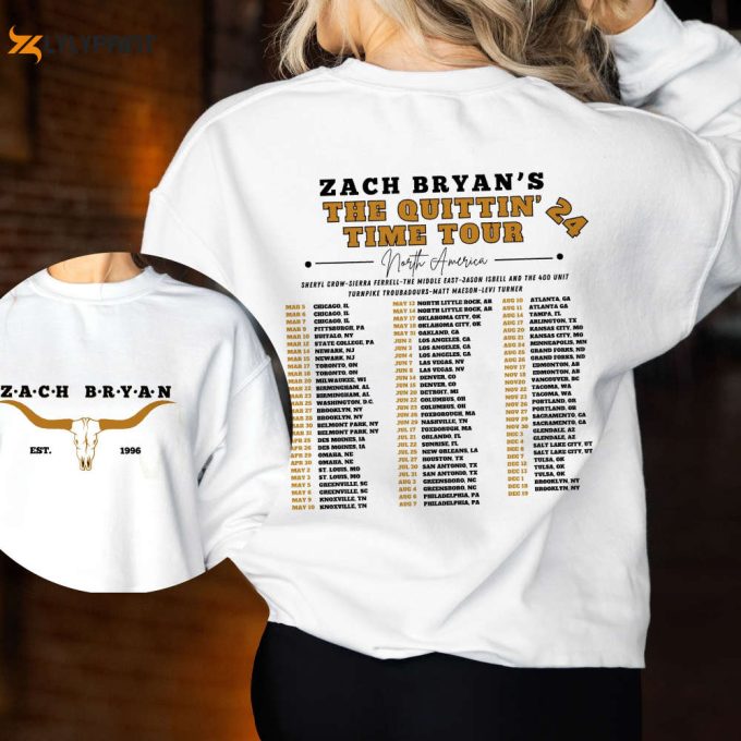 Zach Bryan Est 1996 Shirt, The Quittin Time 2024 Tour Sweatshirt, Country Music Singer Hoodie, Western Cowboy Shirt Gift For Fans 1