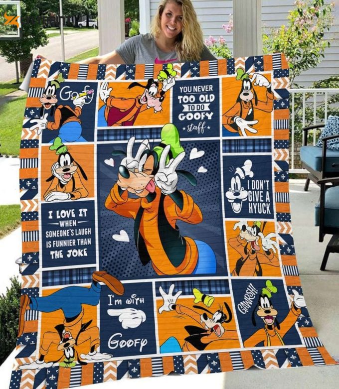 A Goofy Disney Movie Quilt Blanket, Disney Fan Gift, Goofy Disney Collection Quilt Blanket 1