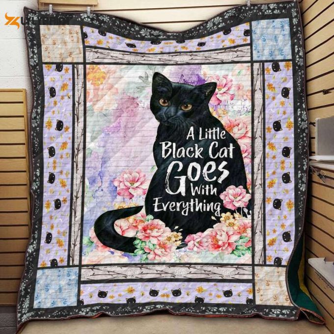 A Litlle Black Cat 3D Customized Quilt 1