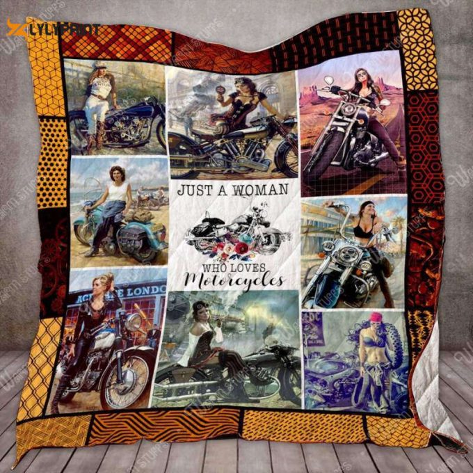 A Woman Loves Motorcycles 3D Customized Quilt Blanket 1