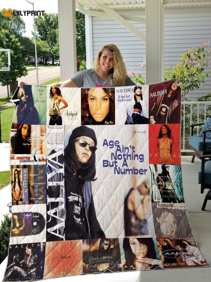 Aaliyah Quilt Blanket For Fans Home Decor Gift 1