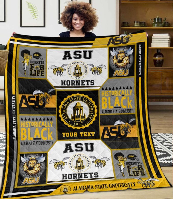 Alabama State Hornets Quilt Blanket Home Decor Gift 2