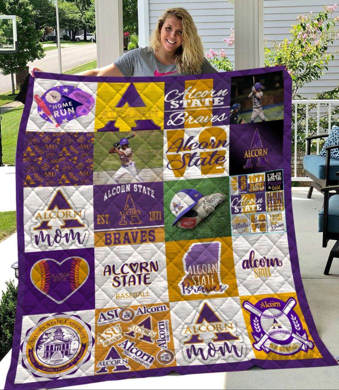 Alcorn State Braves Quilt Blanket For Fans Home Decor Gift 2