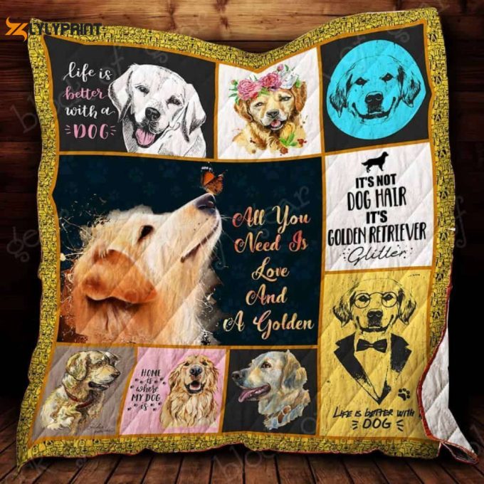 All You Need Is Love And A Golden 3D Customized Quilt 1