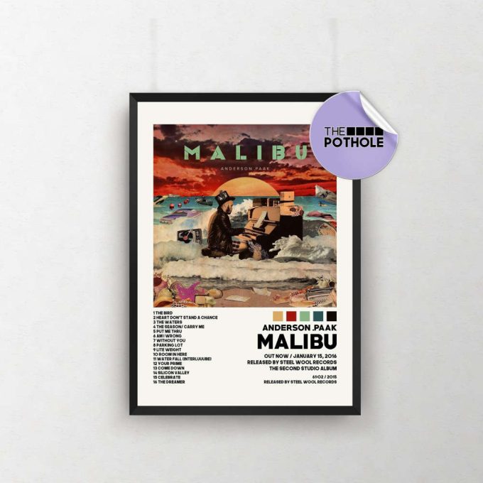 Anderson .Paak Posters / Malibu Poster / Album Tracklist Poster, Album Cover Poster Print Wall Art, Custom Poster, Anderson .Paak Malibu 2