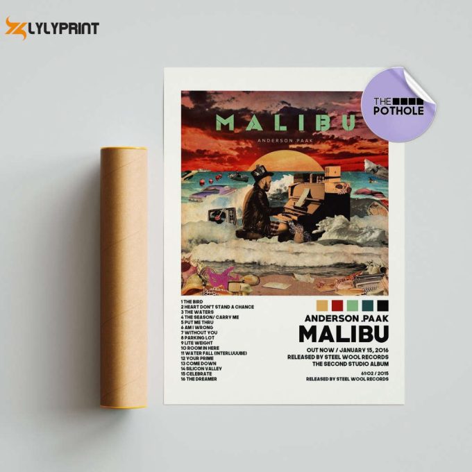 Anderson .Paak Posters / Malibu Poster / Album Tracklist Poster, Album Cover Poster Print Wall Art, Custom Poster, Anderson .Paak Malibu 1