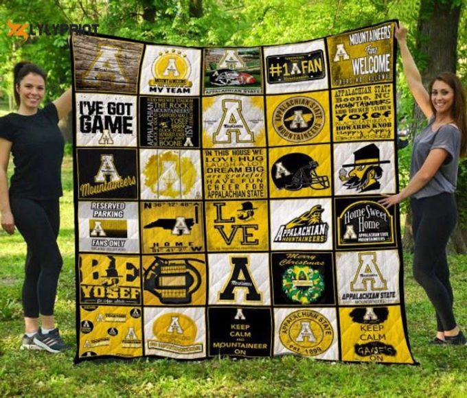 Appalachian State Mountaineer Quilt Blanket For Fans Home Decor Gift 3D 1