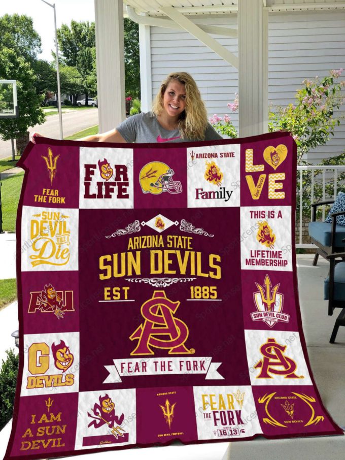 Arizona State Sun Devils 2 Quilt Blanket For Fans Home Decor Gift 2