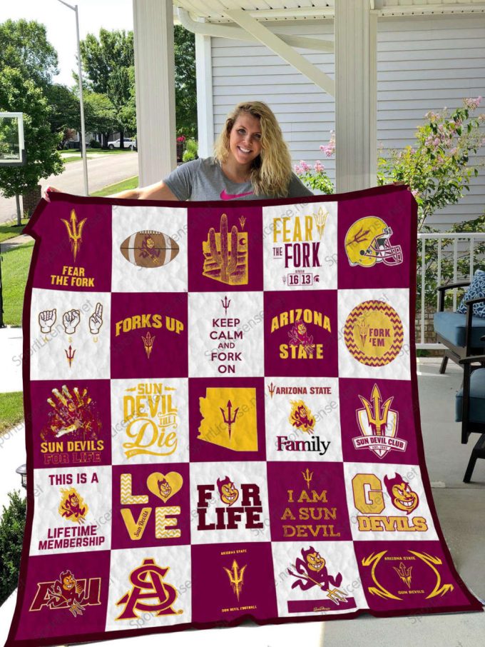 Arizona State Sun Devils 2 Quilt Blanket For Fans Home Decor Gift 2