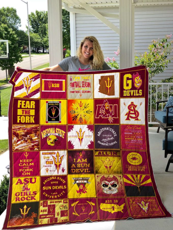 Arizona State Sun Devils 3 Quilt Blanket For Fans Home Decor Gift 2