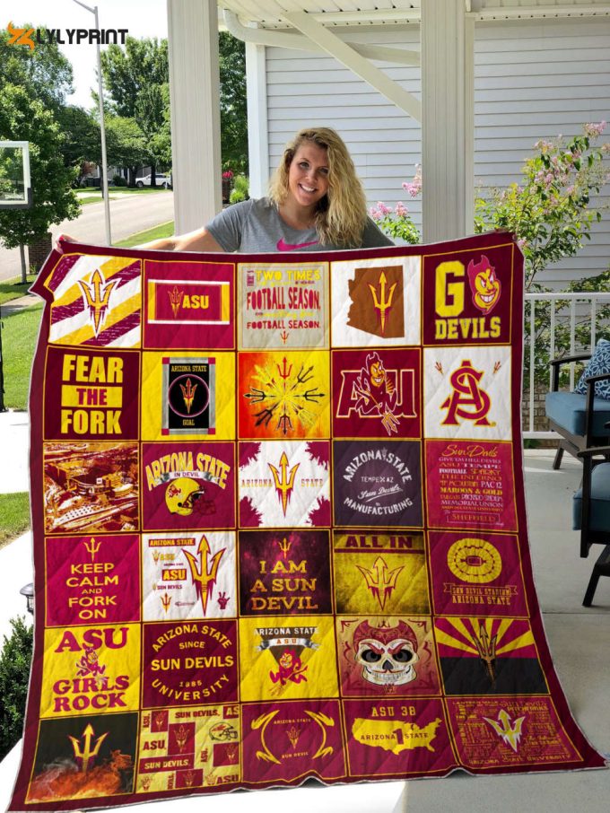 Arizona State Sun Devils 3 Quilt Blanket For Fans Home Decor Gift 1