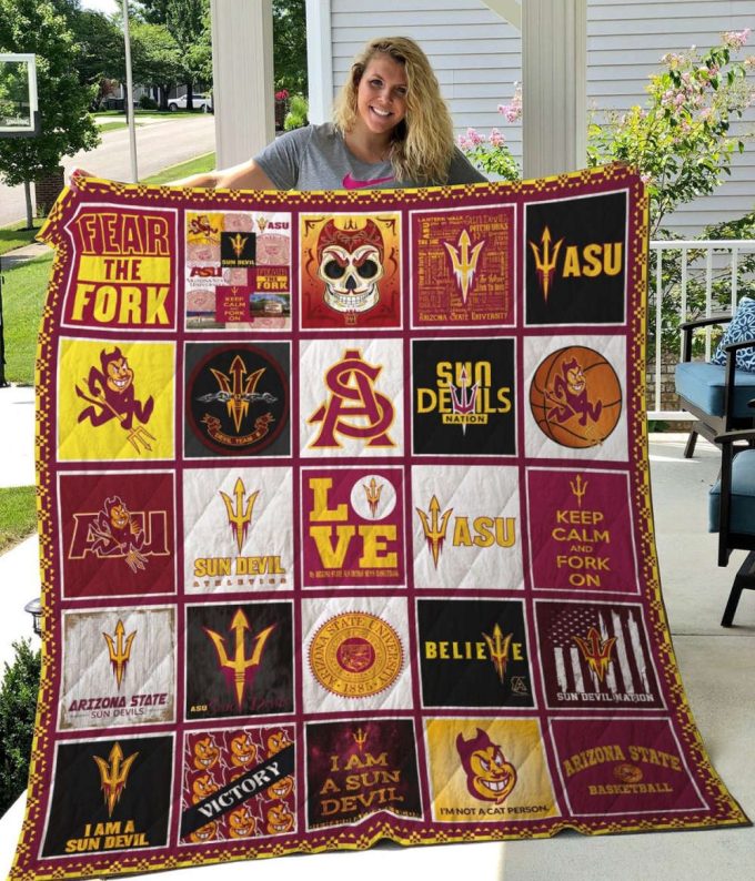 Arizona State Sun Devils Quilt Blanket For Fans Home Decor Gift 2