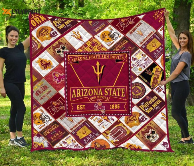 Arizona State Sun Devils Quilt Blanket For Fans Home Decor Gift 1