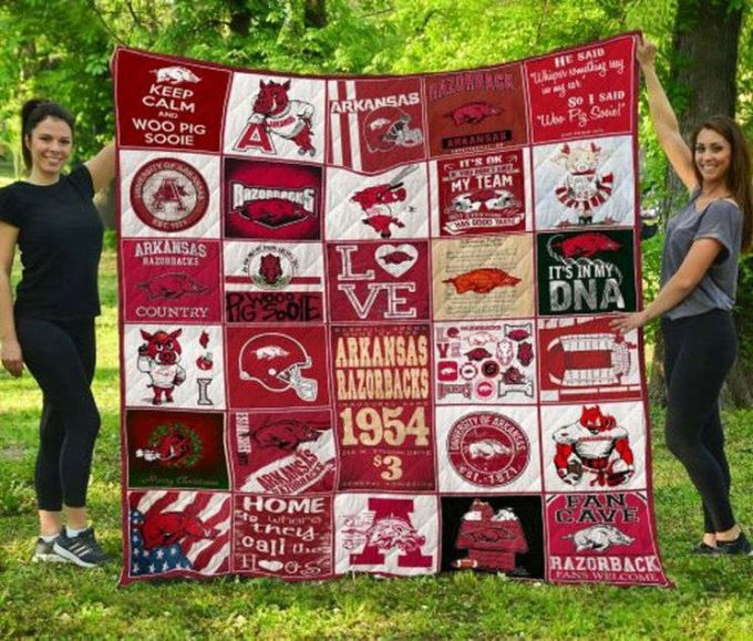 Arkansas Razorbacks Quilt Blanket For Fans Home Decor Gift 2