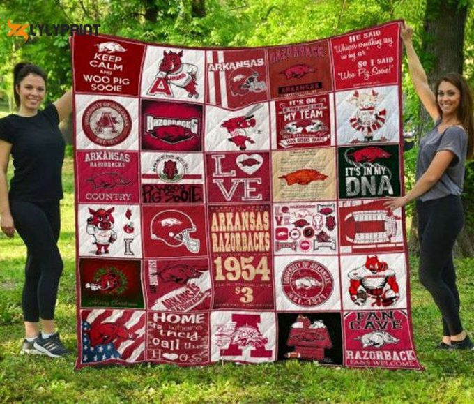 Arkansas Razorbacks Quilt Blanket For Fans Home Decor Gift 1