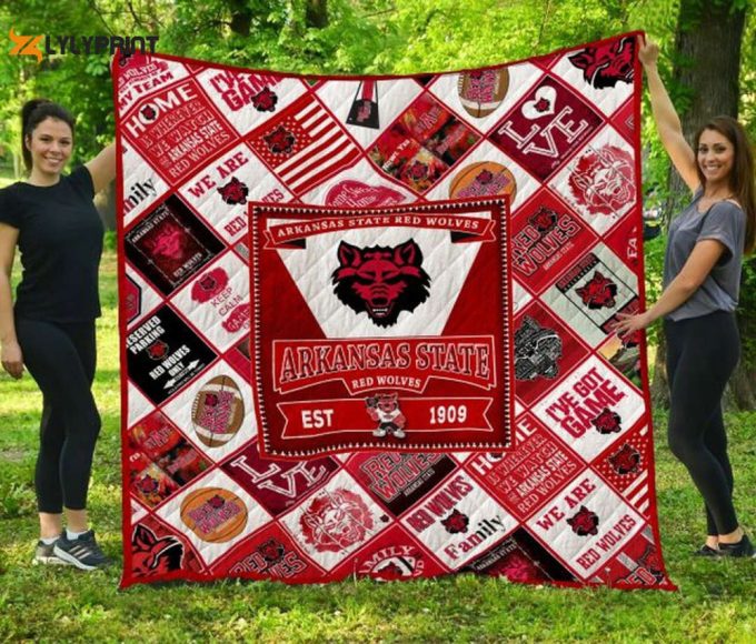 Arkansas State Red Wolves Quilt Blanket For Fans Home Decor Gift 1
