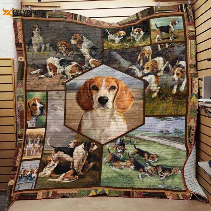 Beagle Had A Drink 3D Customized Quilt 1